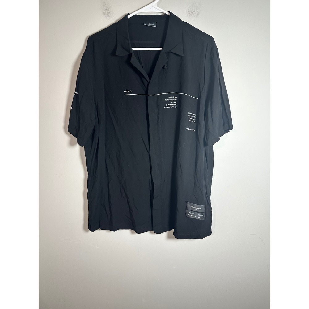 Marcelo Burlon County of Milan Otromundo SS2020 Black Viscose Graphic Shirt M
